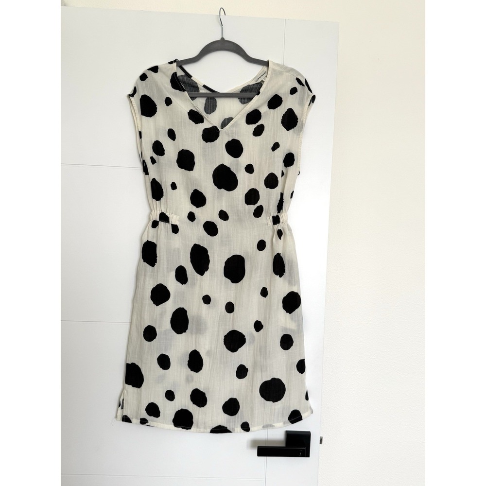 Anthropologie Pepa Loves Black White Polka Dot Dress Size Small V-Neck